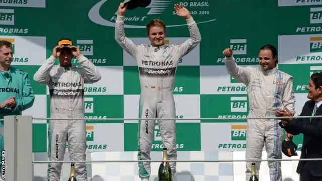 Hamilton, Rosberg and Massa on the podium following the Brazilian Grand Prix