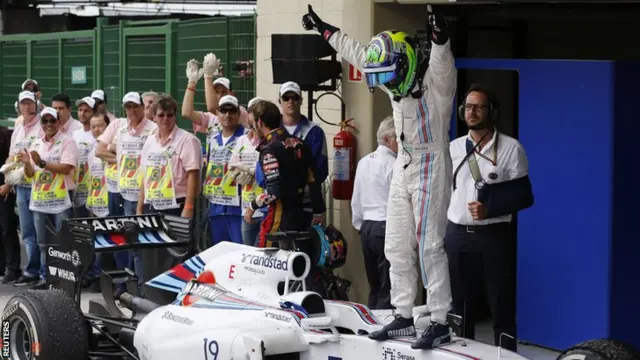 Massa acknowledges the fans after his 3rd place finish