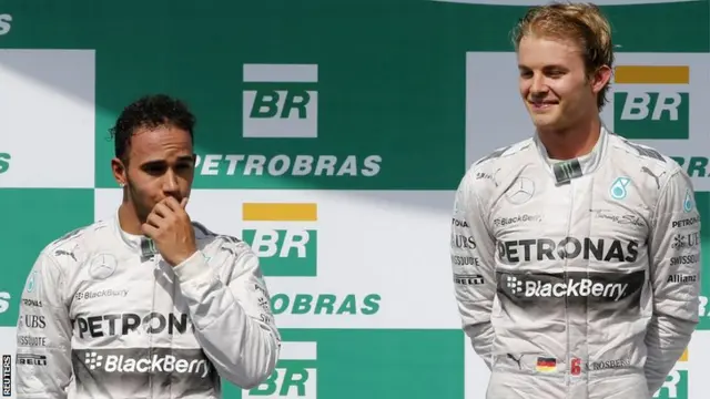 Lewis Hamilton and Nico Rosberg on the podium