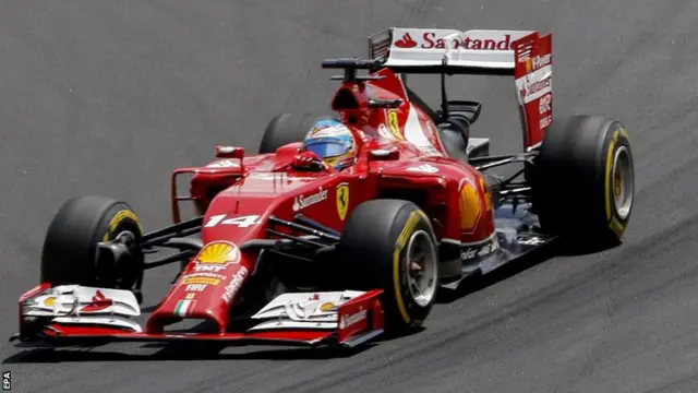 Spanish driver Fernando Alonso of Ferrari driving during the Brazilian Grand Prix