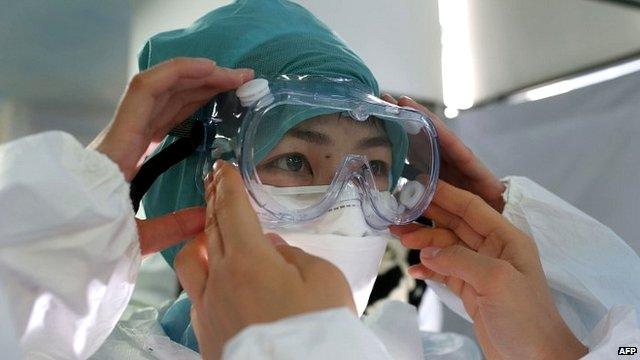 Medical staff in training for treating Ebola patients - 3 November 2014