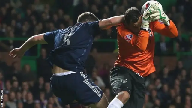 Grant Hanley challenges for the ball