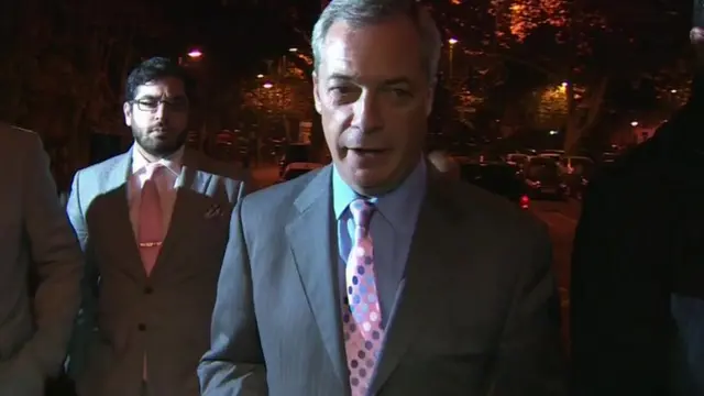 Nigel Farage arrives at the count