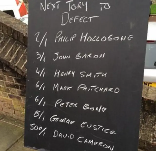 A Ladbrokes betting odds blackboard