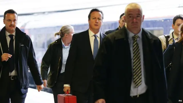 David Cameron at Paddington station