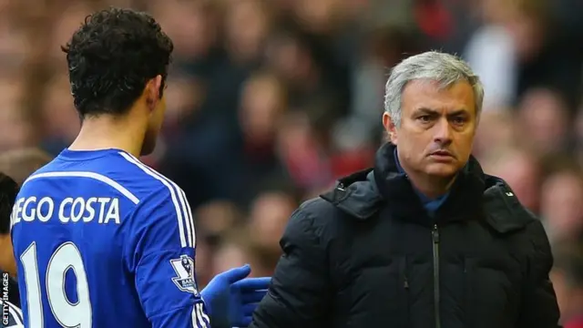 Diego Costa (left) and Jose Mourinho (right)