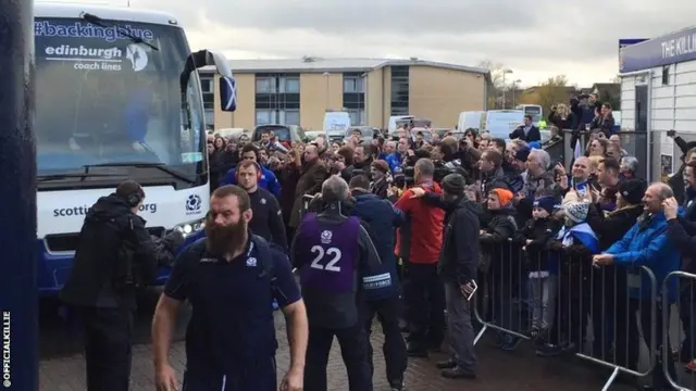 Scotland's players arrive to face Tonga