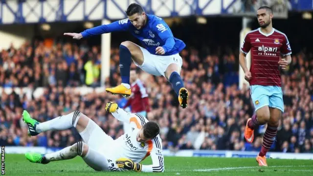 Kevin Mirallas is tackled