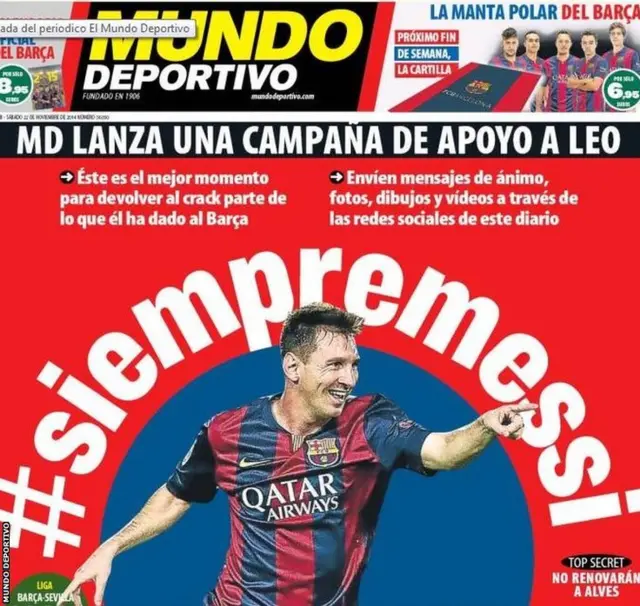 Mundo Deportivo with Lionel Messi on page