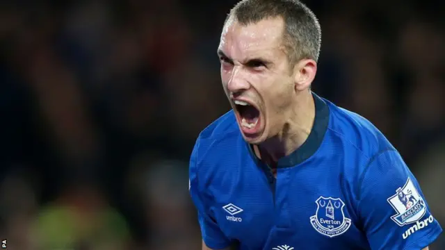 Everton's Leon Osman celebrates