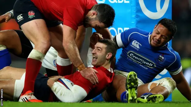 Jonny May scores England's opening try