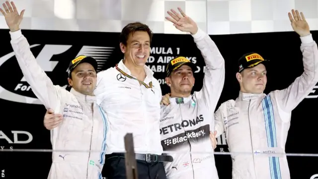 Lewis Hamilton, Felipe Massa, Valtteri Bottas and Toto Wolff