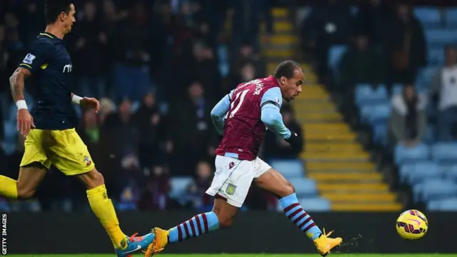 Gabby Agbonlahor scores for Aston Villa