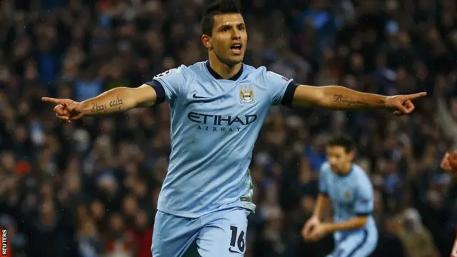 Sergio Aguero celebrates