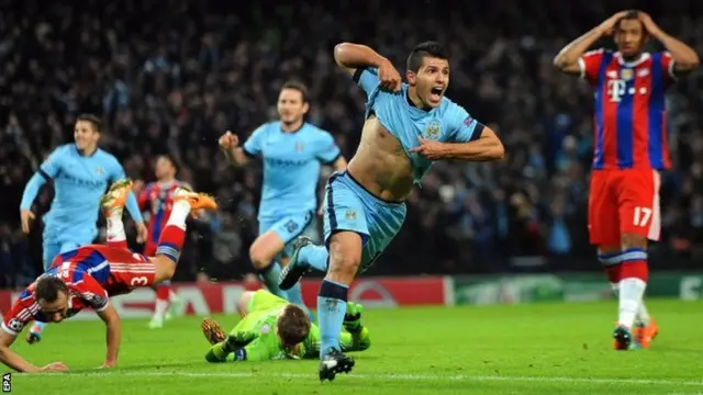 Sergio Aguero celebrates