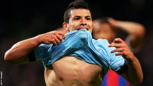 Sergio Aguero celebrates