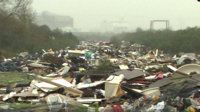 Illegal flytip at Purfleet in Essex