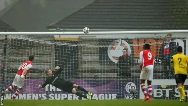 Arsenal U19s miss a penalty