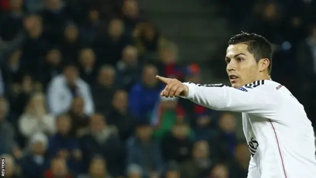 Cristiano Ronaldo celebrates scoring for Real Madrid