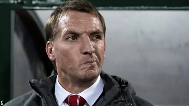 Liverpool manager Brendan Rodgers watches from the dugout