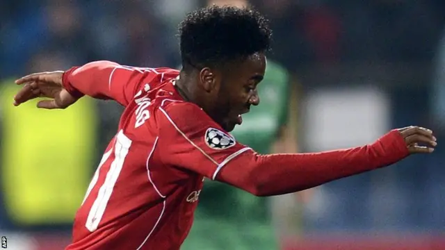 Liverpool winger Raheem Sterling charges forward