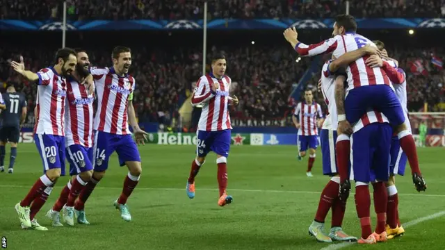 Atletico Madrid celebrate their fourth goal