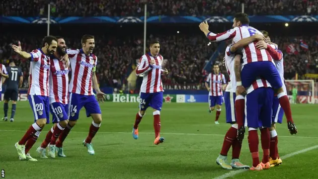 Atletico Madrid celebrate their fourth goal