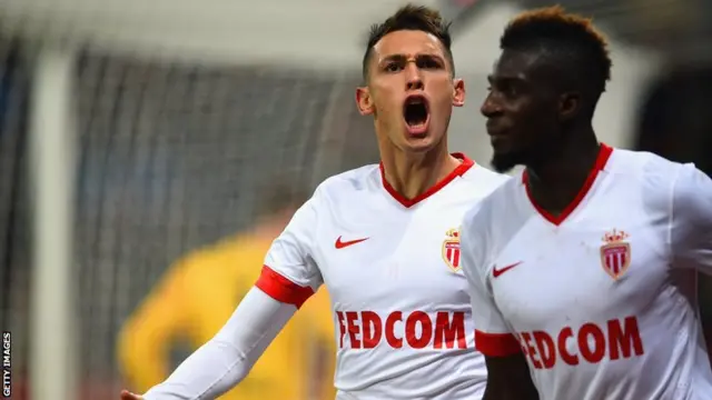 Lucas Ocampos celebrates for Monaco