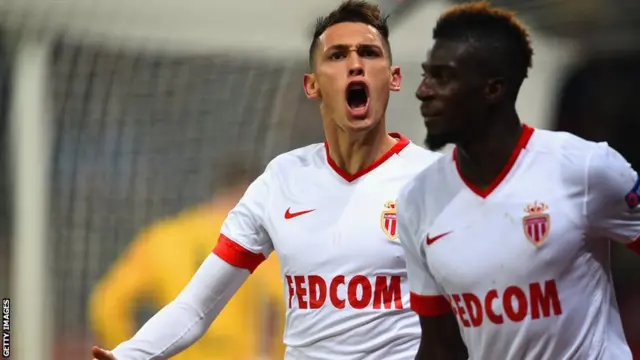 Lucas Ocampos celebrates for Monaco