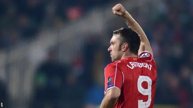 Rickie Lambert celebrates for Liverpool