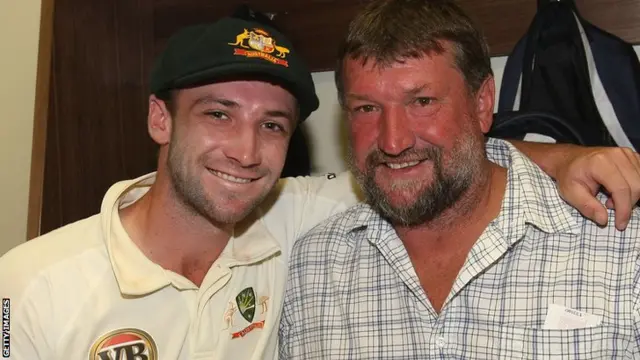 Phillip Hughes pictured with his father Greg