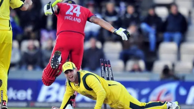 Pietersen is run out for 0 at the Ageas Bowl