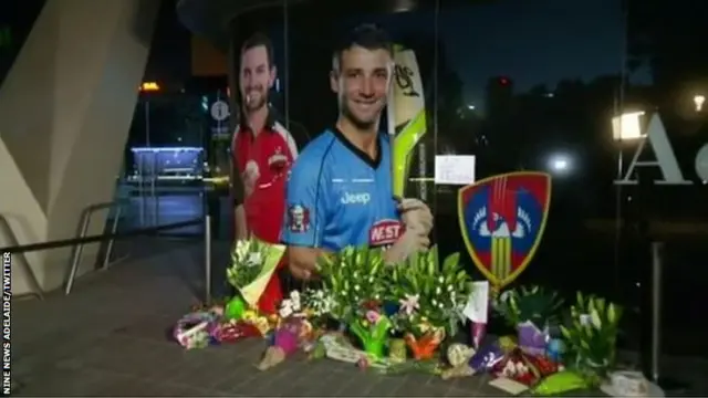 Floral tributes at the Adelaide Oval