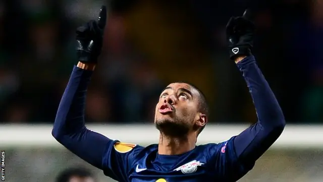 Brazilian goalscorer Alan celebrates for Salzburg