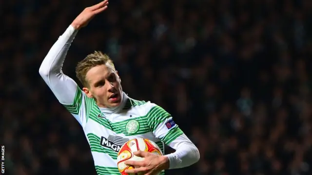 Celtic's Stefan Johansen celebrates his goal