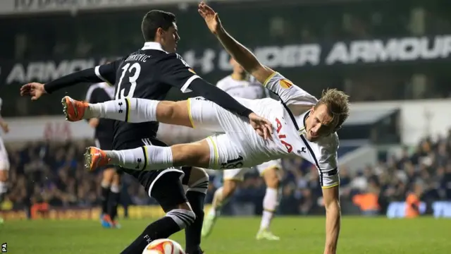 Tottenham's Harry Kane is upended