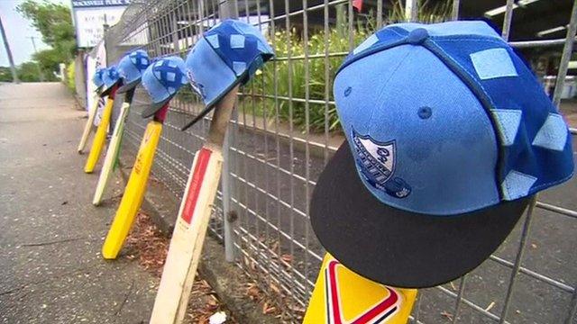 Cricket bats left out as a tribute