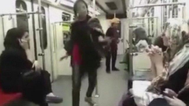 Dancing woman on Tehran Metro