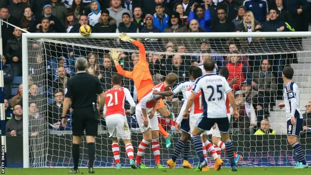 Saidio Berahino hits the post