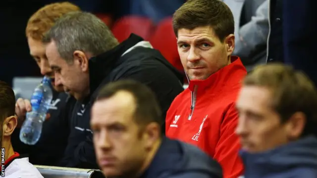 Liverpool midfielder Steven Gerrard is on the bench against Stoke City