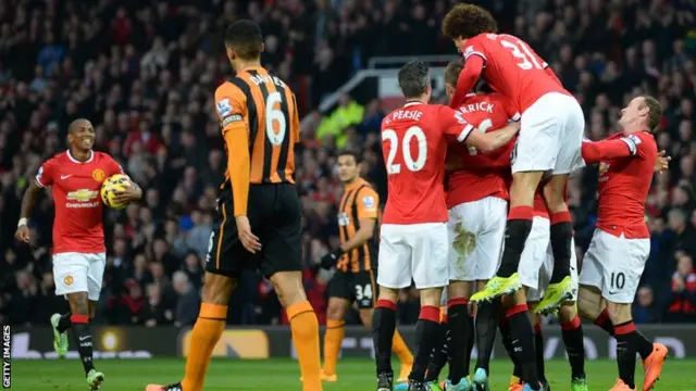 Manchester United players celebrate