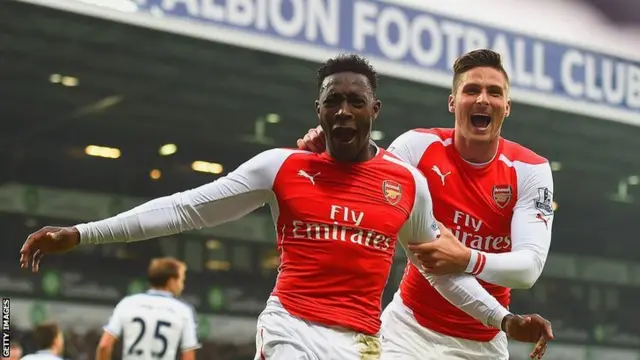 Arsenal's Danny Welbeck and Oliver Giroud