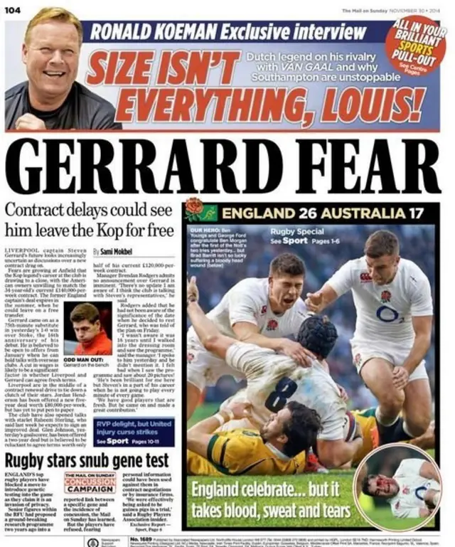 Mail on Sunday back page