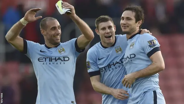 Manchester City players celebrate