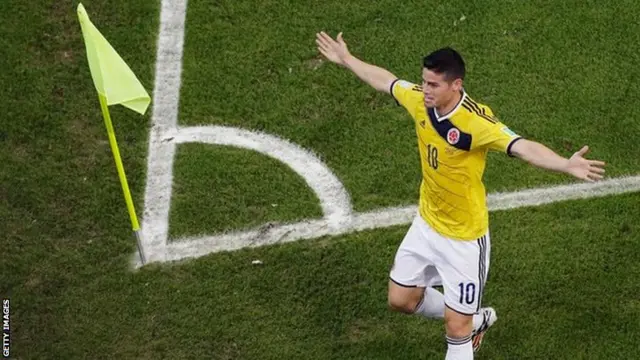 Colombia's James Rodriguez scores a stunning volley