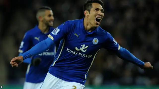 Leo Ulloa celebrates after forcing the ball past Simon Mignolet