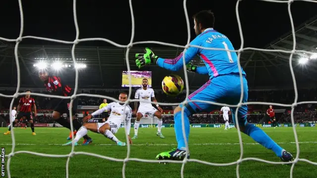 Lukasz Fabianksi makes a save for Swansea against QPR