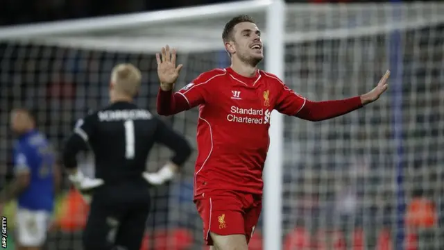 Jordan Henderson score's Liverpool's third goal