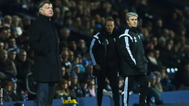 West Ham manager Sam Allardyce stands alongside Alan Irvine