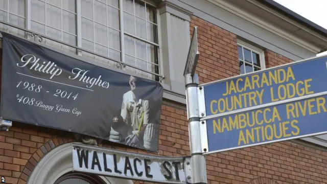 Phillip Hughes banner in Macksville